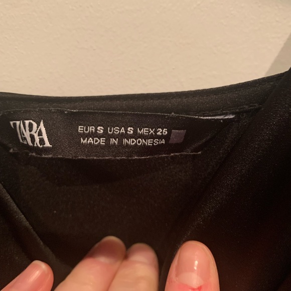 Zara black cowl slip dress with a slit on the side and bottom detail size s. - Picture 5 of 5